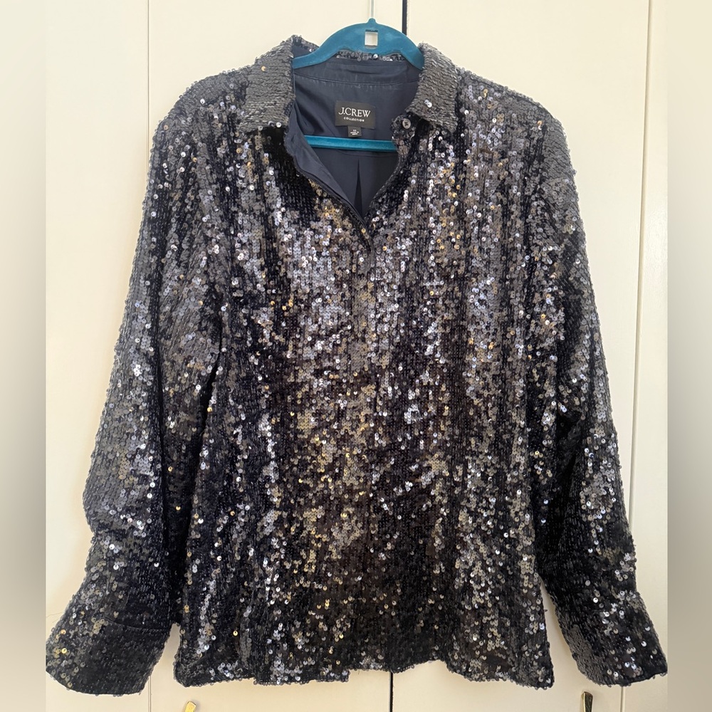 J.Crew Navy Sequin Button Down